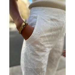 Pantalon Borderie Anglaise Blanc