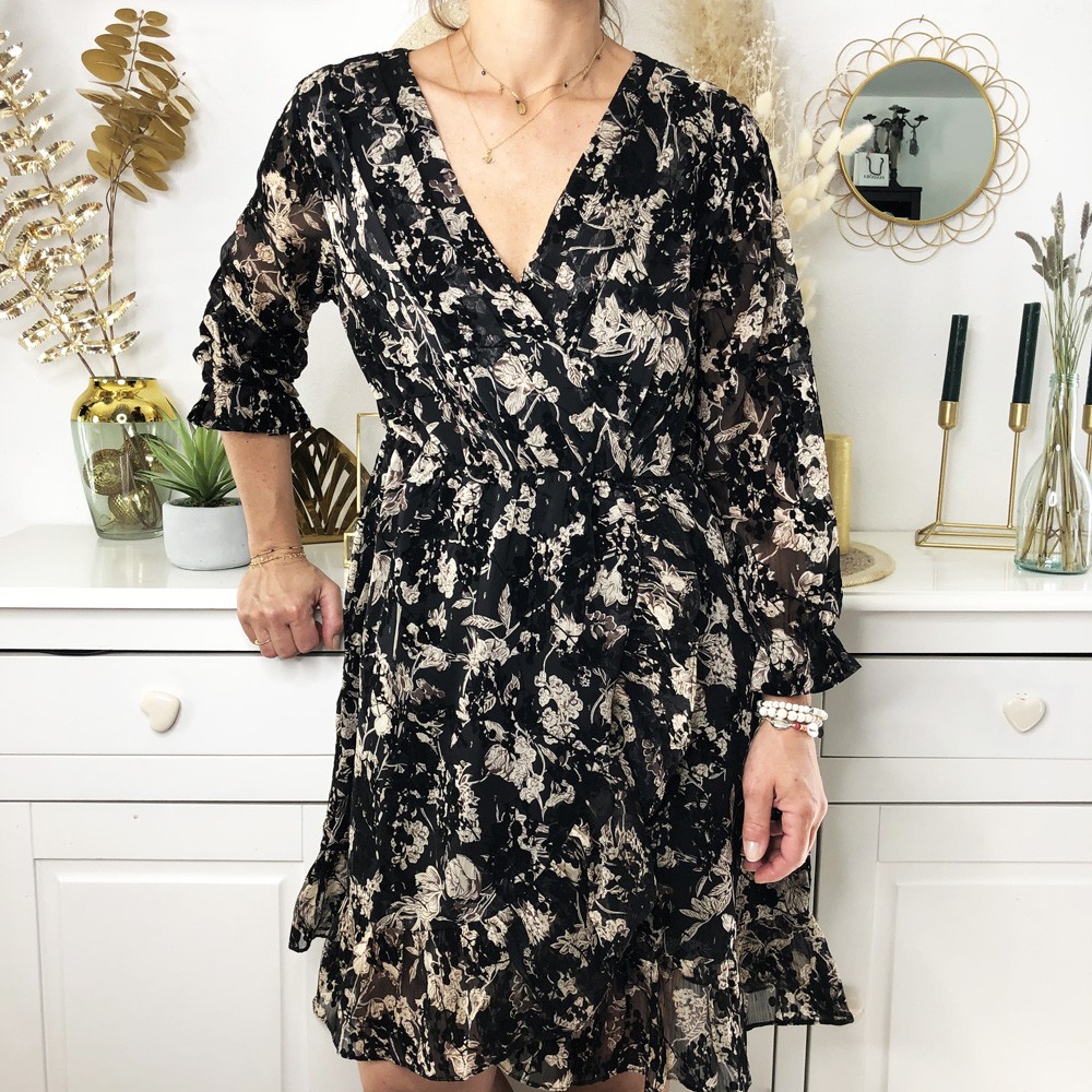 Robe Femme Imprimée floral Noir
