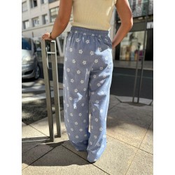 Pantalon En Lin Bleu