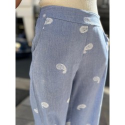 Pantalon En Lin Bleu