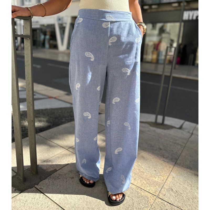 Pantalon En Lin Bleu