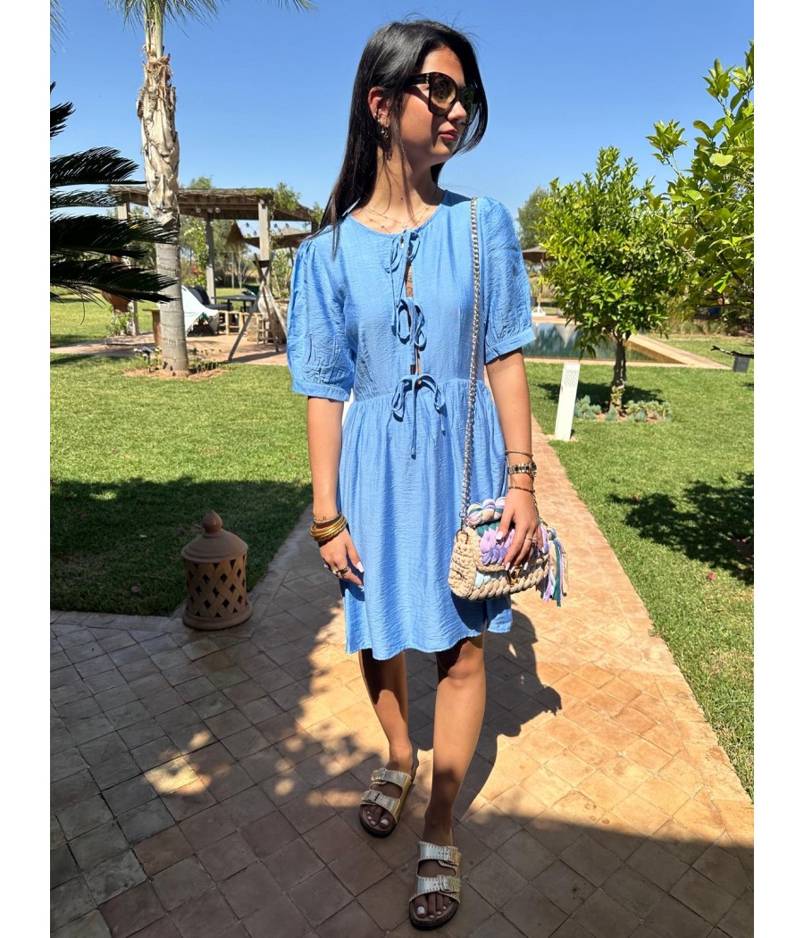 robe courte noeuds bleu ciel