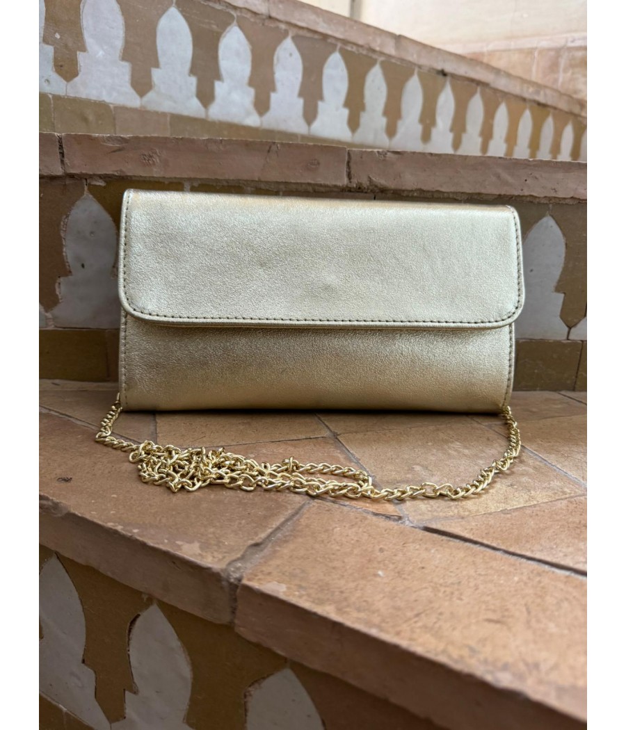 Sac Pochette Doré Cuir