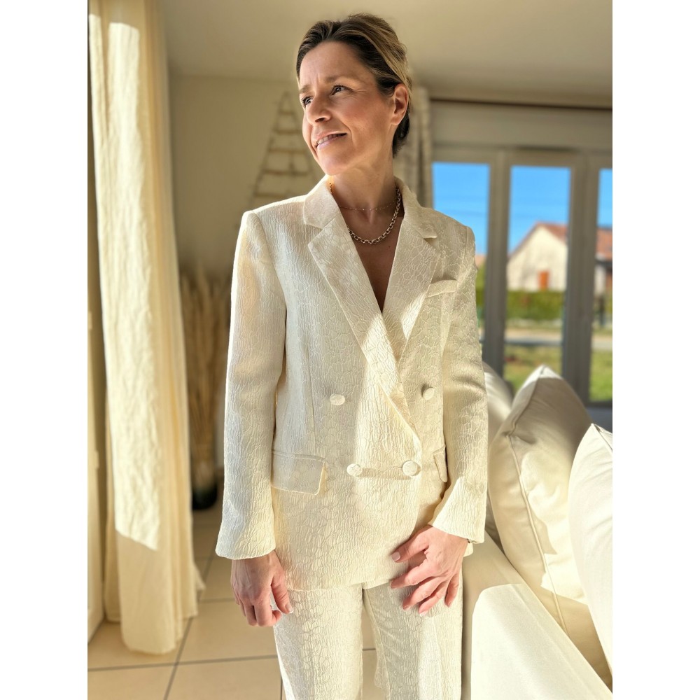 veste blazer femme dentelle blanc