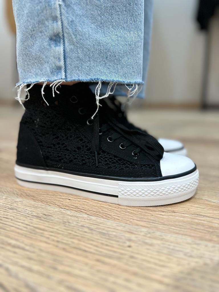 basket femme dentelle noir