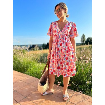 Robe mi-longue imprimé floral