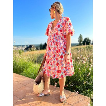 Robe mi-longue imprimé floral