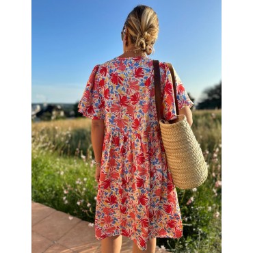 Robe mi-longue imprimé floral