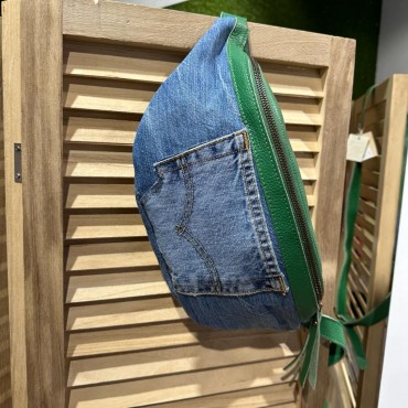 Banane en jeans recyclé et cuir