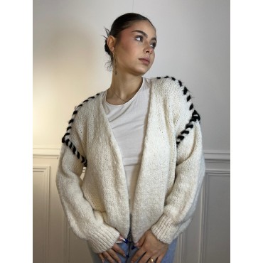 Gilet Grosse Maille Blanc