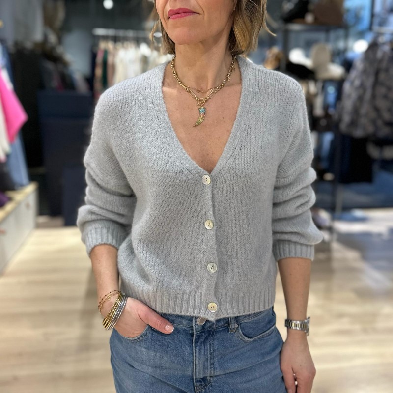 Gilet a boutons Gris