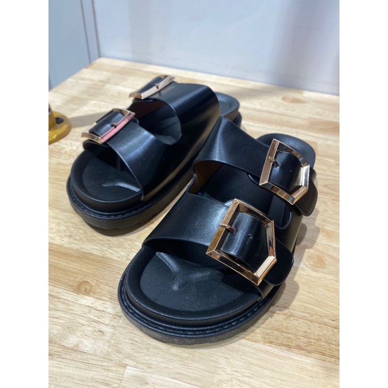 Sandales Simili Cuir Noir