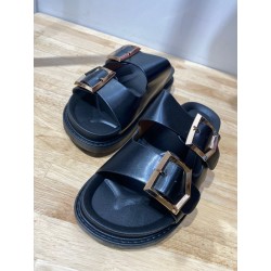 Sandales Simili Cuir Noir