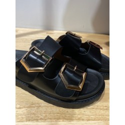 Sandales Simili Cuir Noir