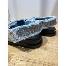 Sandales Bleu en Jeans à strass