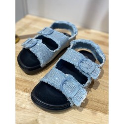 Sandales Bleu en Jeans à strass