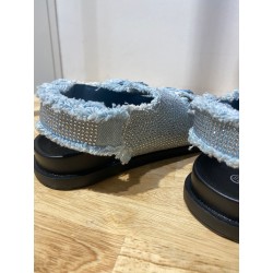 Sandales Bleu en Jeans à strass