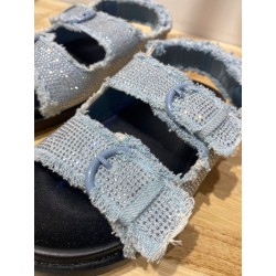 Sandales Bleu en Jeans à strass