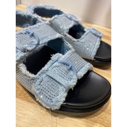 Sandales Bleu en Jeans à strass