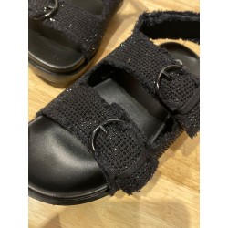 Sandales Noir en Jeans à strass