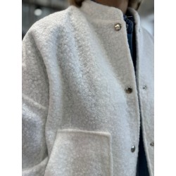 Veste Bombers Blanc Bouclette Moumoute