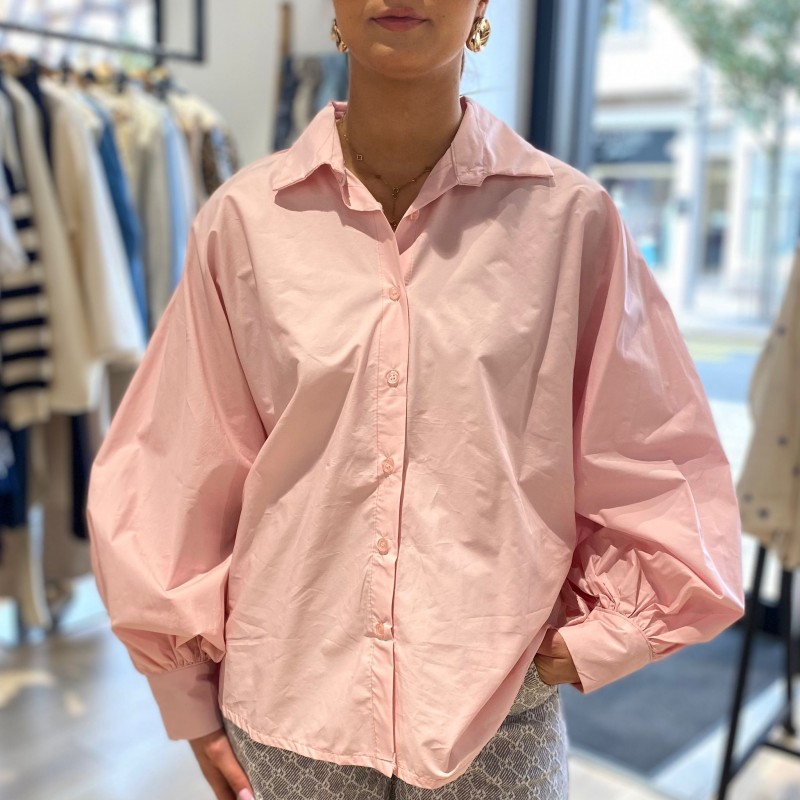 Chemise Rose à Manches Bouffantes