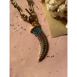 Collier Doré Dent de Requin Multicouleurs